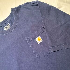 Carhartt 2XL Tall Loose Fit Men's Navy Pocket T-Shirt K87 Baggy Workwear